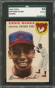 1954 Topps #94 Ernie Banks Rookie Card – SGC 50 VG/EX 4 
